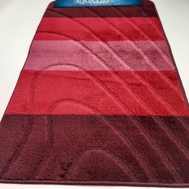Комплект ковриков для ванной комнаты RELANA 60*100+60*50СМ! Вишнев. Волна
