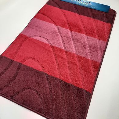 Комплект ковриков для ванной комнаты RELANA 60*100+60*50СМ! Вишнев. Волна