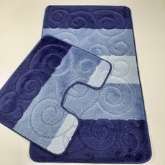 Комплект килимків для ванної кімнати RELANA 60*100+60*50СМ! Вензель.Синій