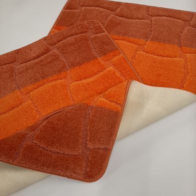 Комплект килимків для ванної кімнати RELANA 60*100+60*50СМ! Квадрат. Помаранчевий