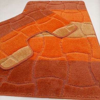 Комплект килимків для ванної кімнати RELANA 60*100+60*50СМ! Квадрат. Помаранчевий