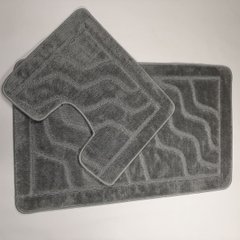 Комплект килимків для ванної кімнати RELANA 60*100+60*50СМ! Сірий. Змійка