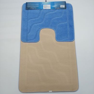 Комплект ковриков для ванной комнаты RELANA 60*100+60*50см Голубой Змейка