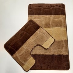 Комплект килимків для ванної кімнати Relana 60*100+60*50СМ! Квадрат. Коричневий
