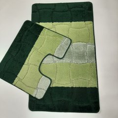 Комплект килимків для ванної кімнати RELANA 60*100+60*50СМ! Квадрат. Зелений